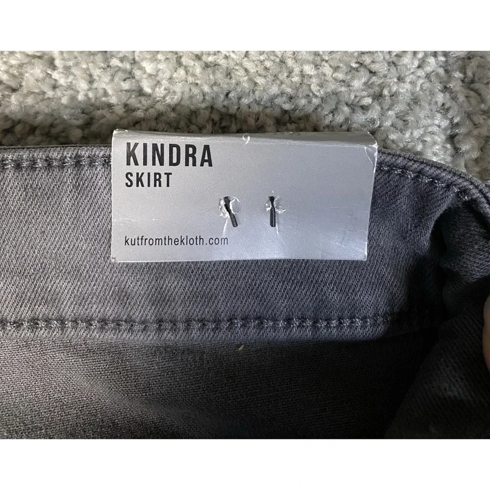 Kut from the kloth Sz 6 Long Maxi Skirt Gray Denim Kindra Boho Split Leg Womens